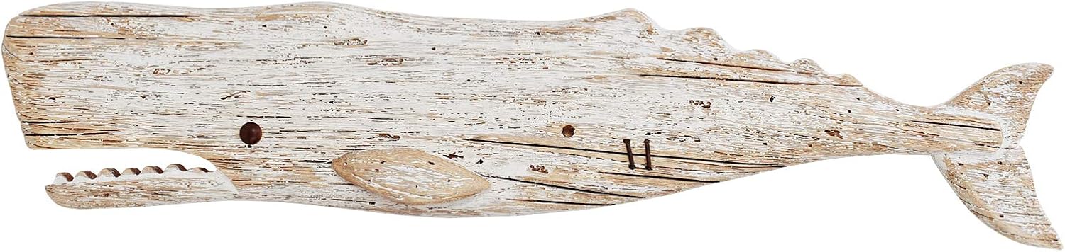 K KILIPES Wooden Whale Wall Hanging Nautical Decor