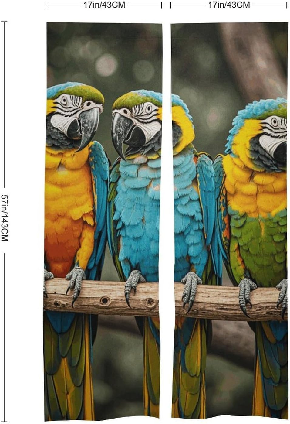Three Parrots Door Cover Curtain 57x17 Inches