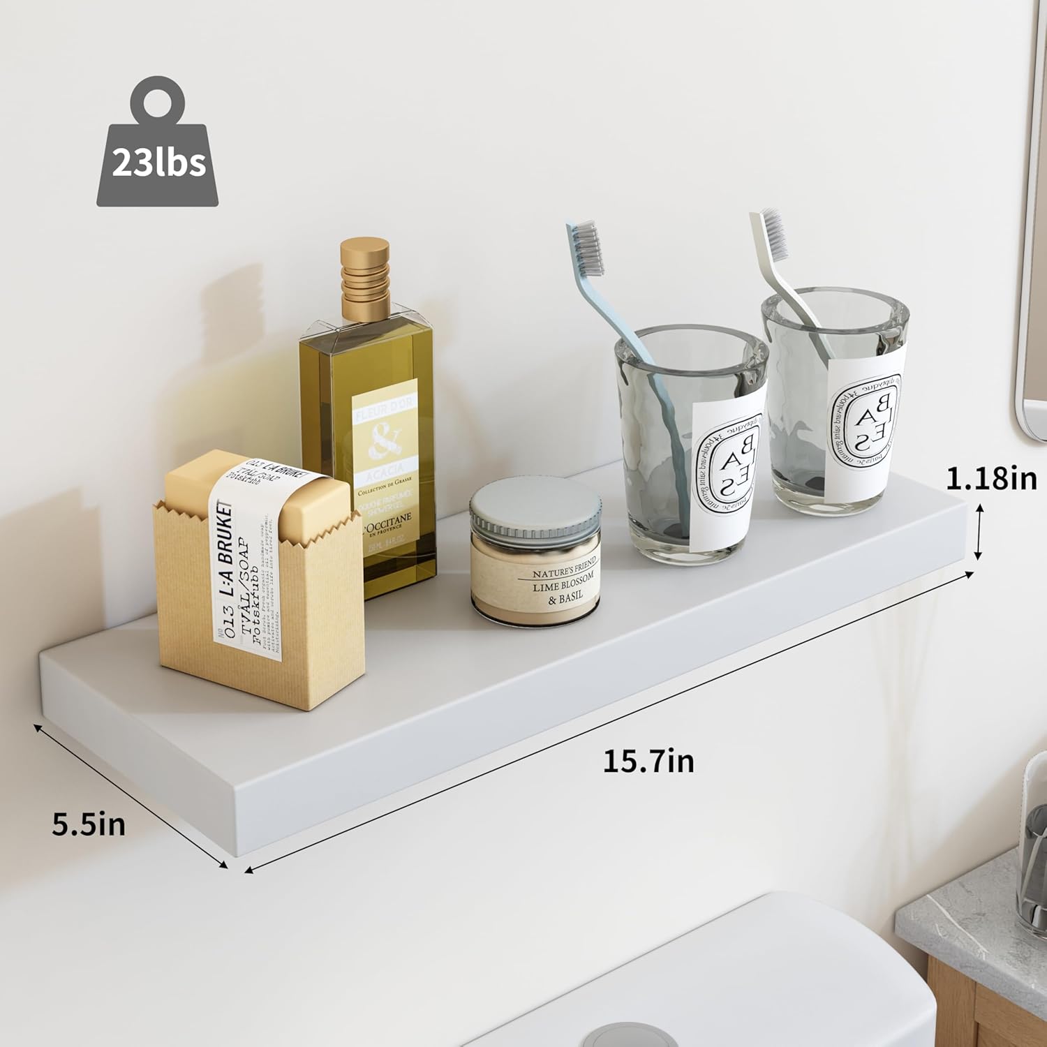 Fixwal 158in Floating Shelves White 5 Pack