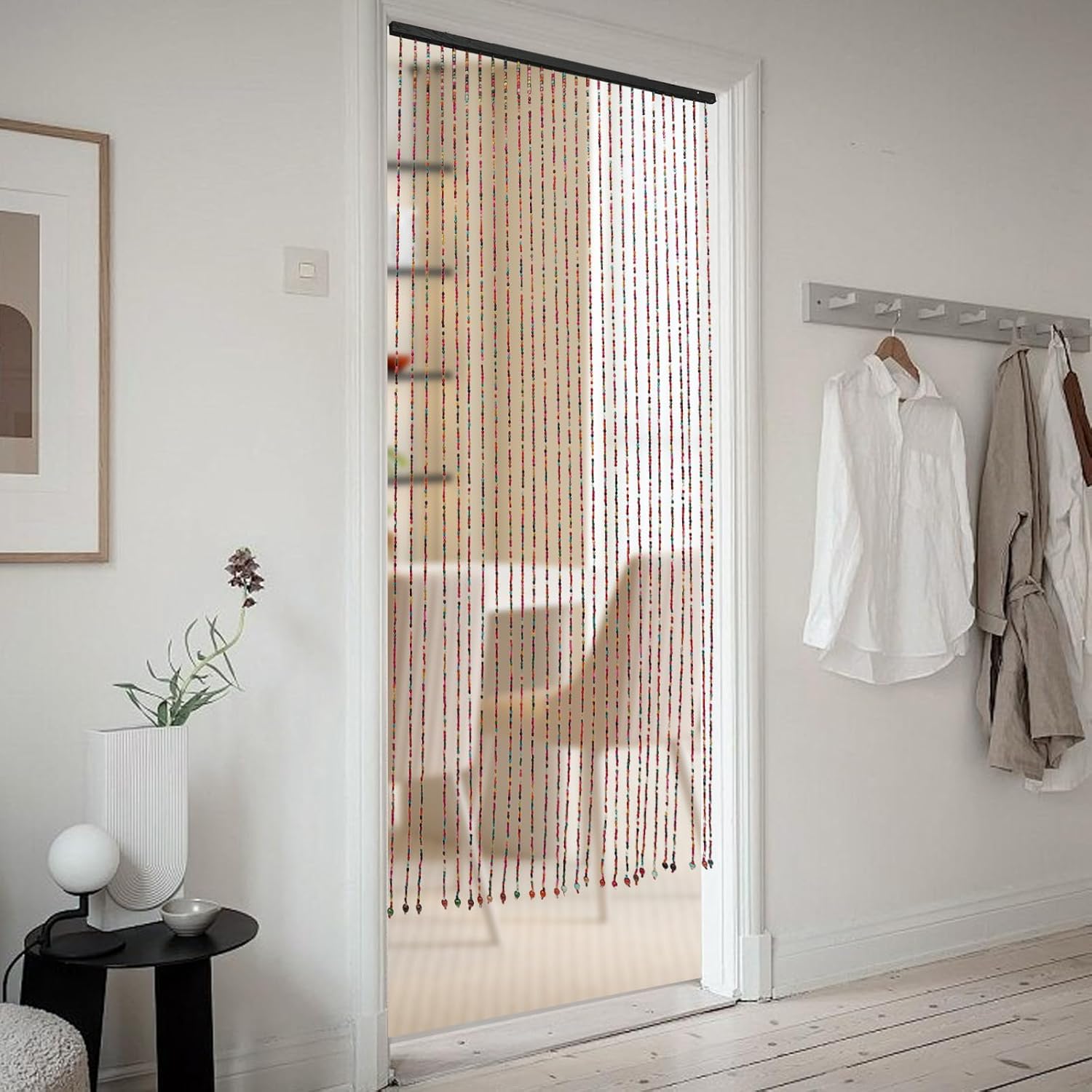 Eapmic Wood Bamboo Beaded Curtain Panels