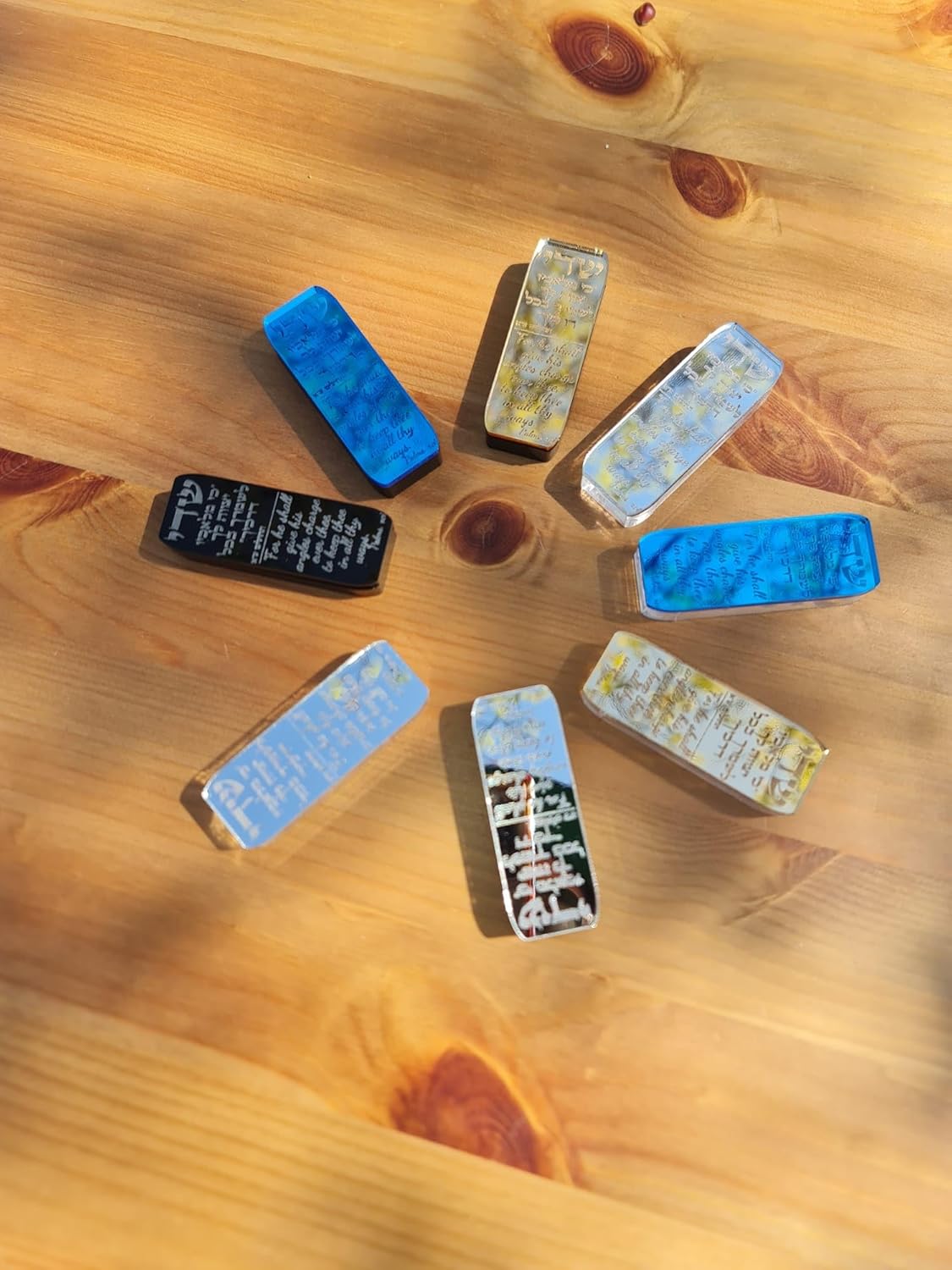 Car Mezuzah with Travelers Prayer and Sky Blue Design