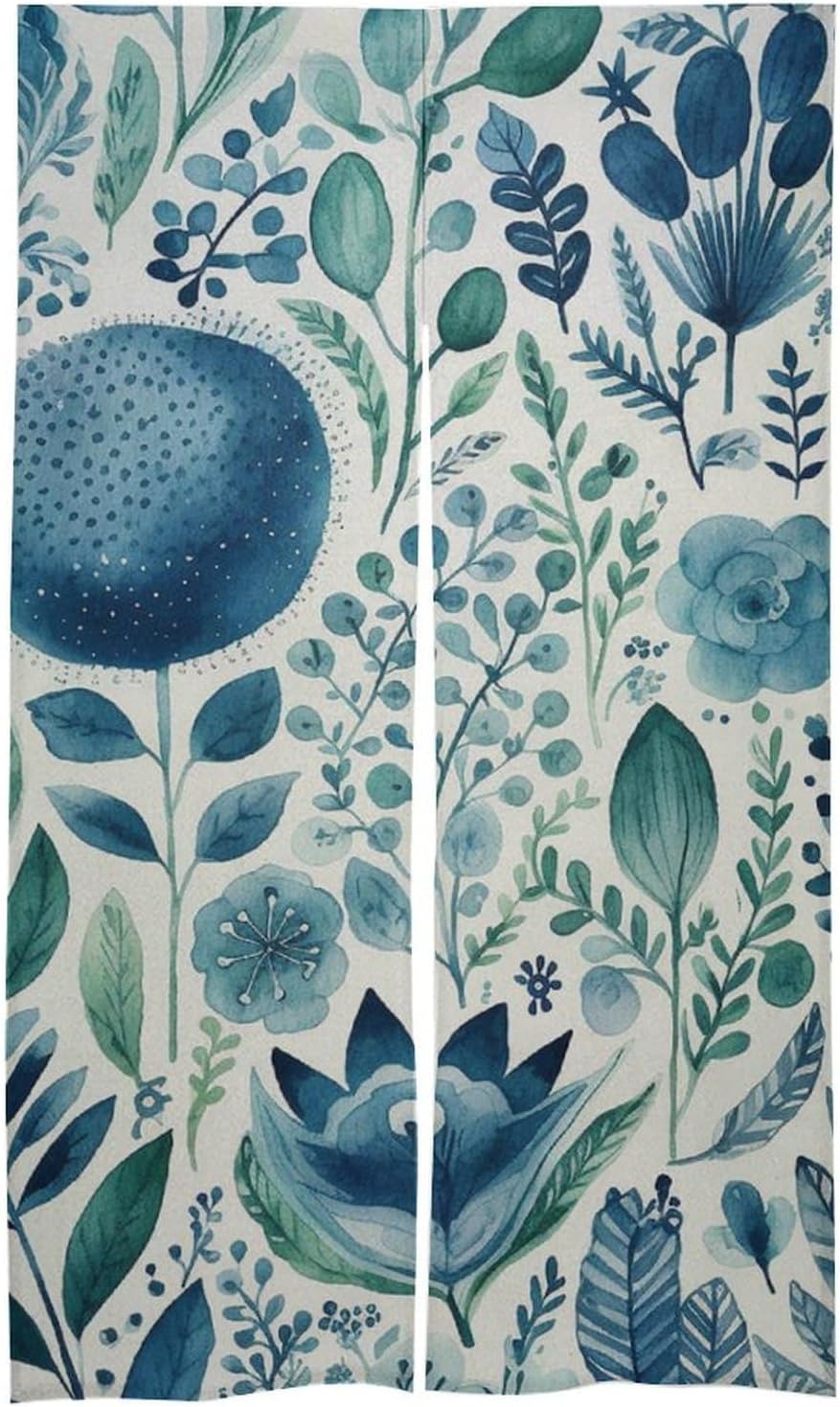 Japanese Noren Blue Plant Pattern Door Curtain 34x57