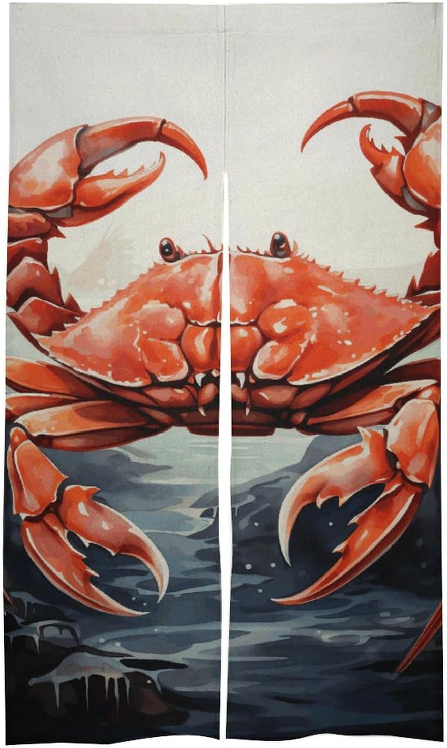 Red Crab Sea Split Door Curtain 17x57 Inch Panel Divider