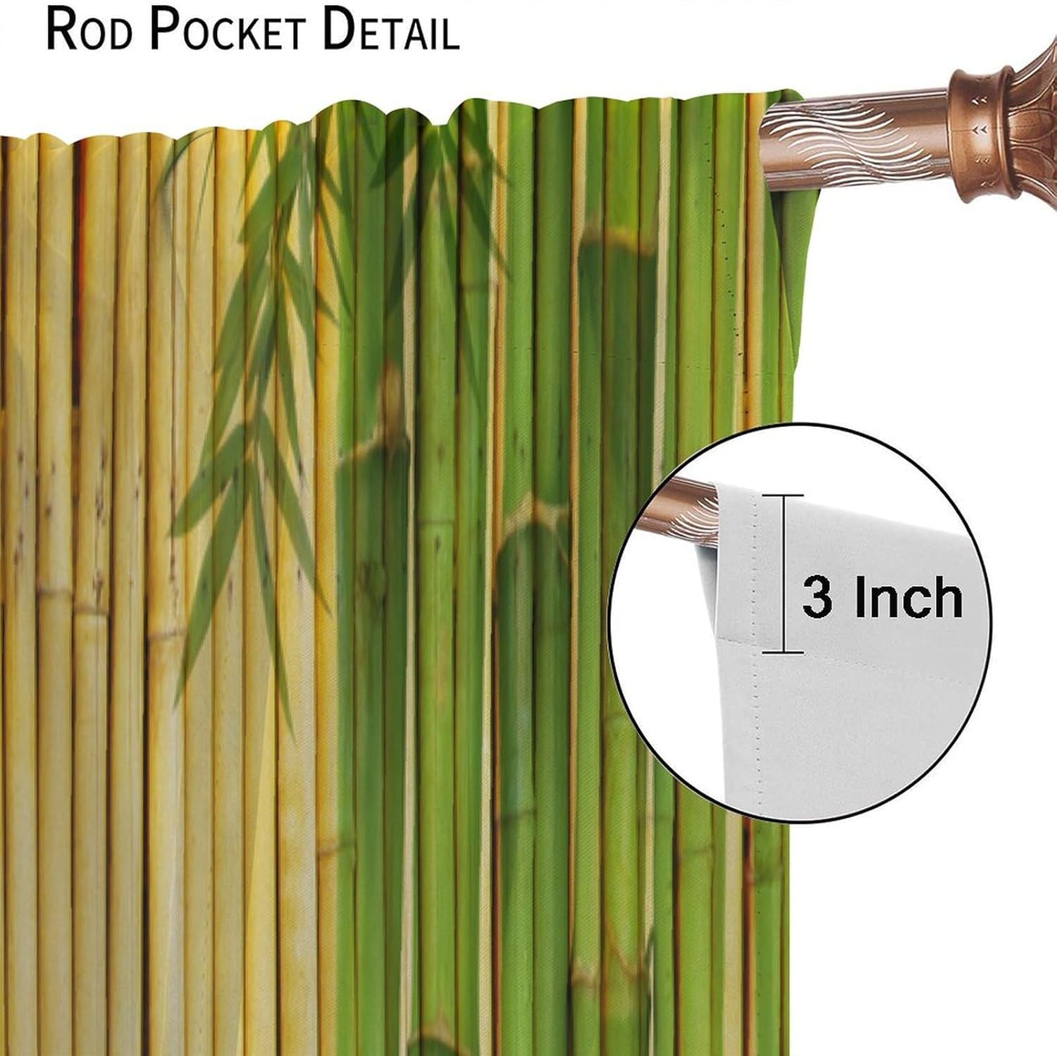 Focusbrite Bamboo Curtains 2 Panels 42x63 Inches