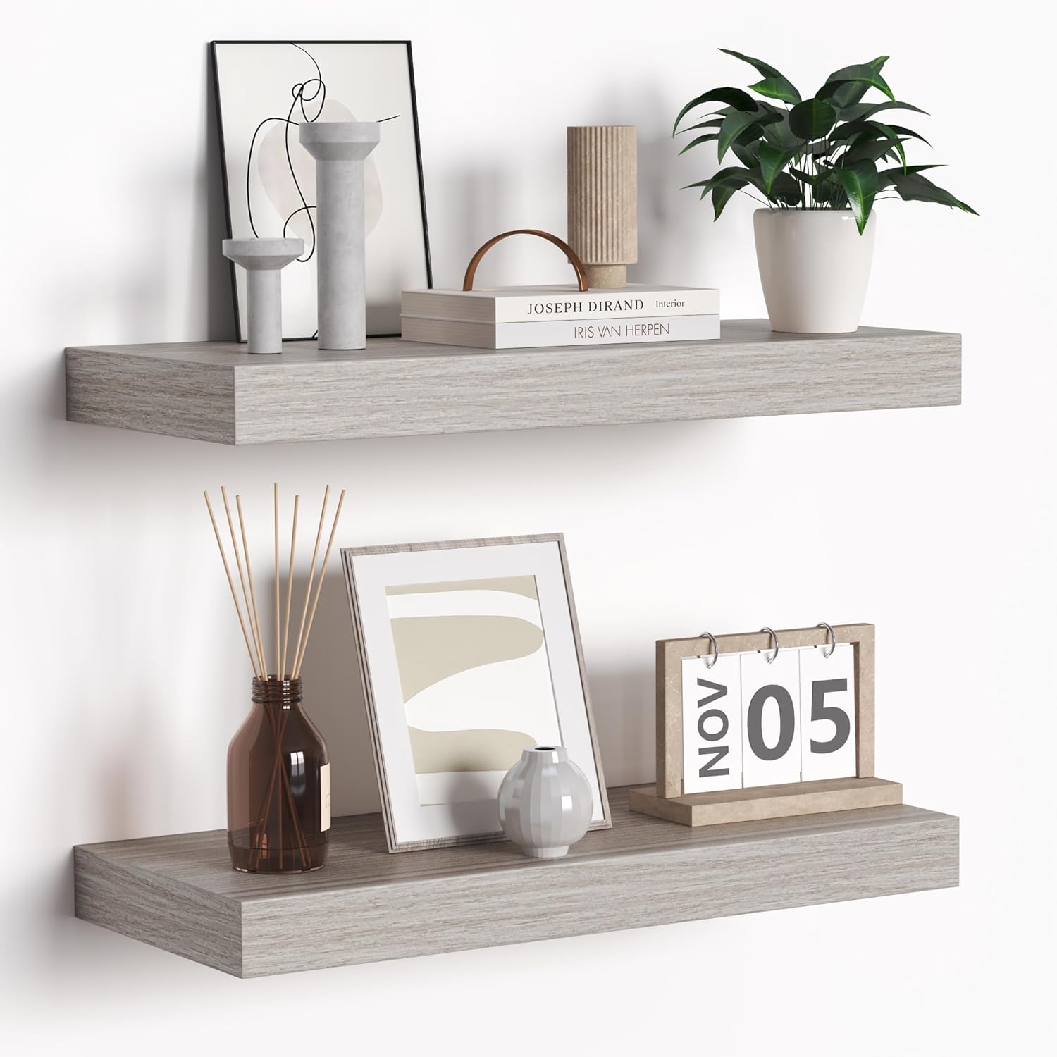 Fun Memories Floating Shelves Set of 2 Rustic Grey