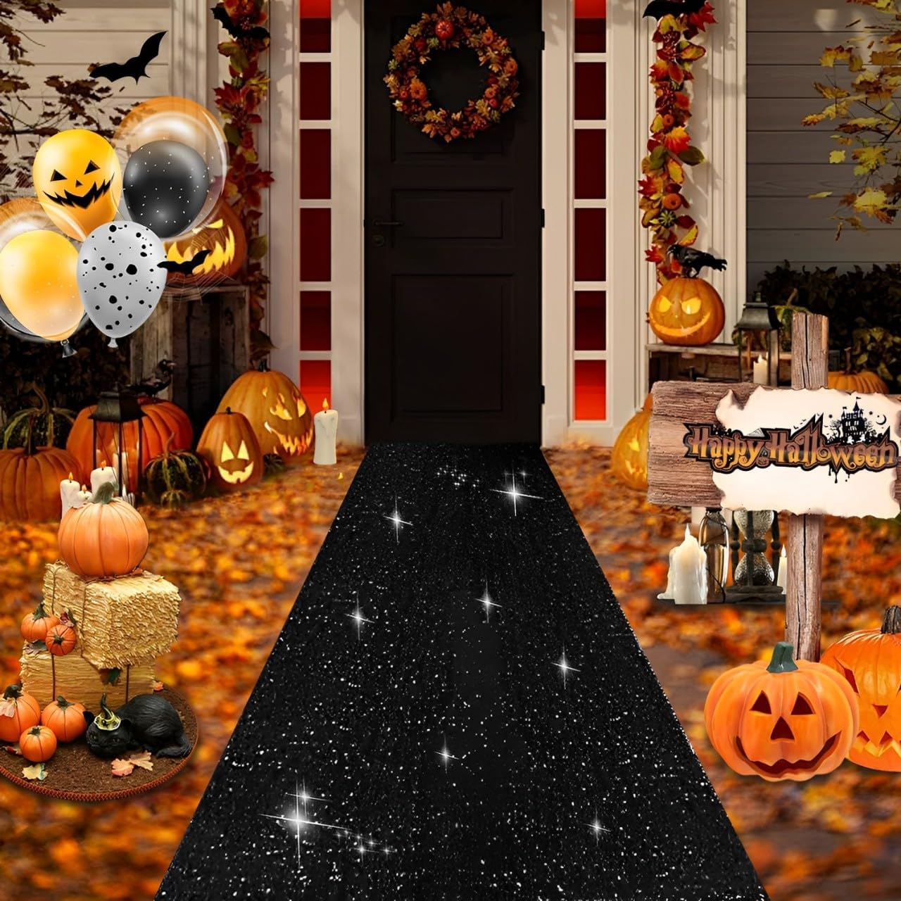 2ft x 15ft Black Sequin Aisle Runner Rug for Prom and Events