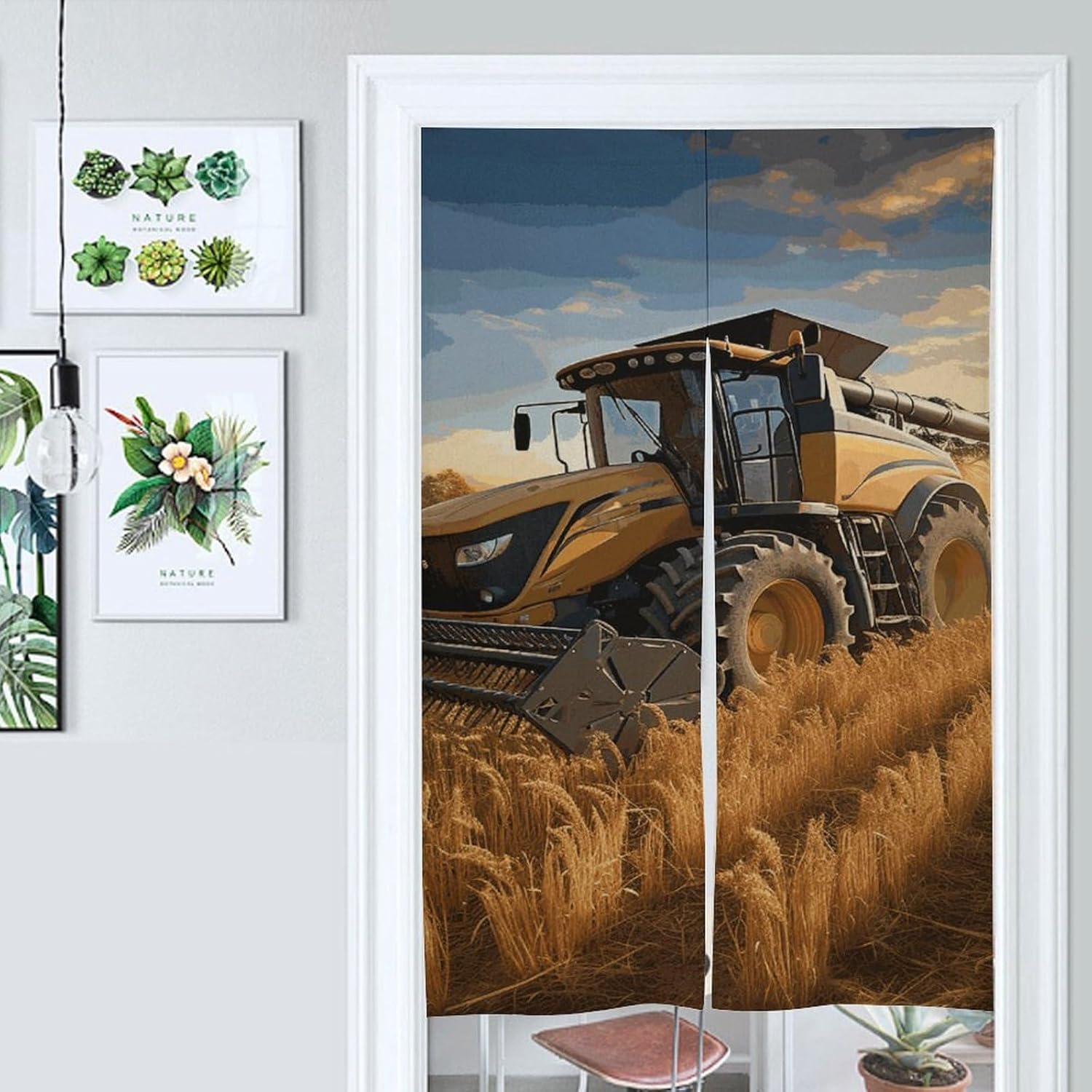 Farm Tractor Harvest Door Cover Curtain 57x17 Inches
