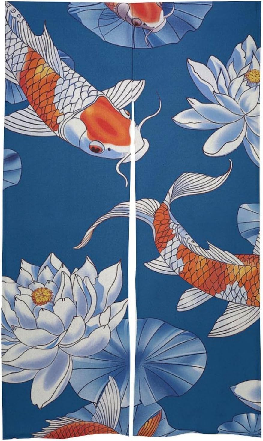 Flower and Fish Door Curtain Split 17x57 Inch Blackout Privacy Divider