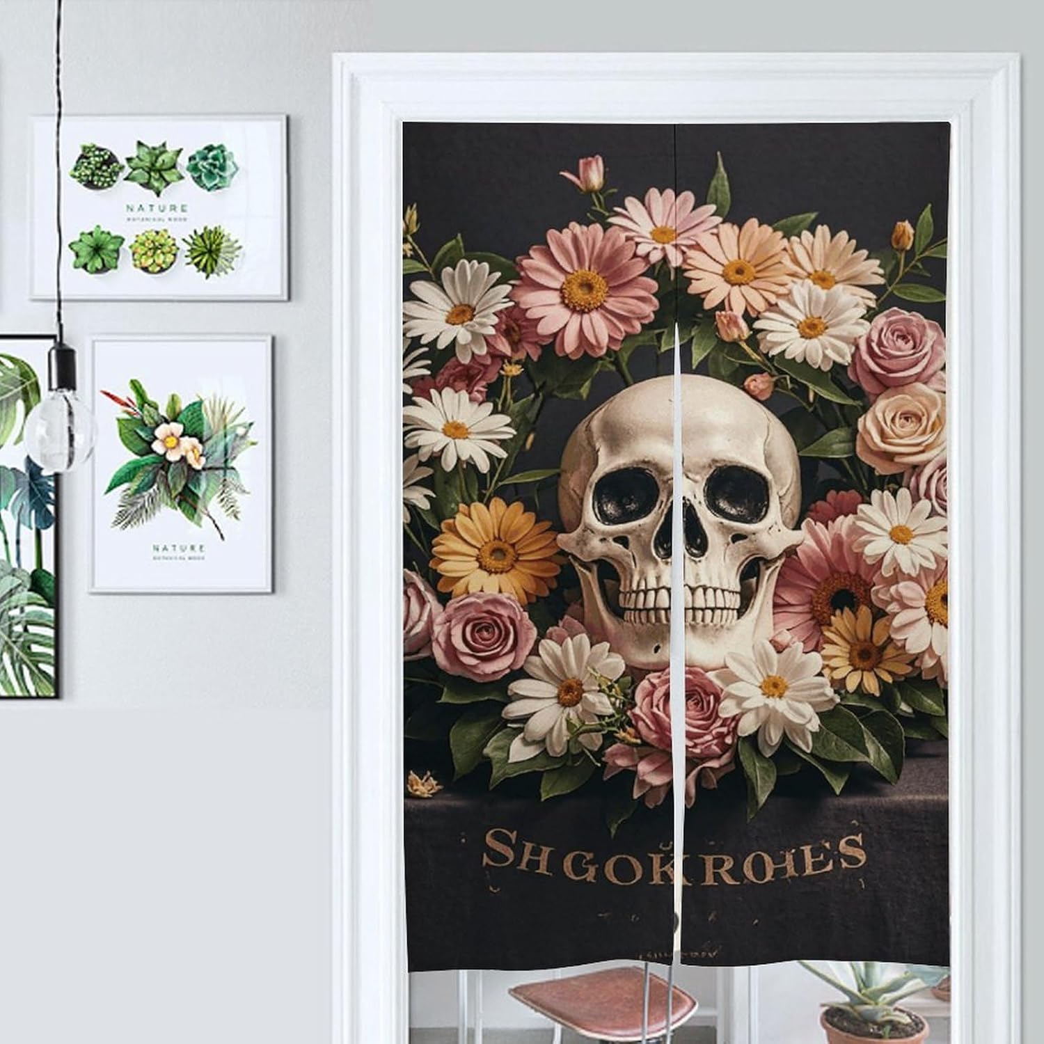 Bonsai Tree Sugar Skull Door Curtain Panel
