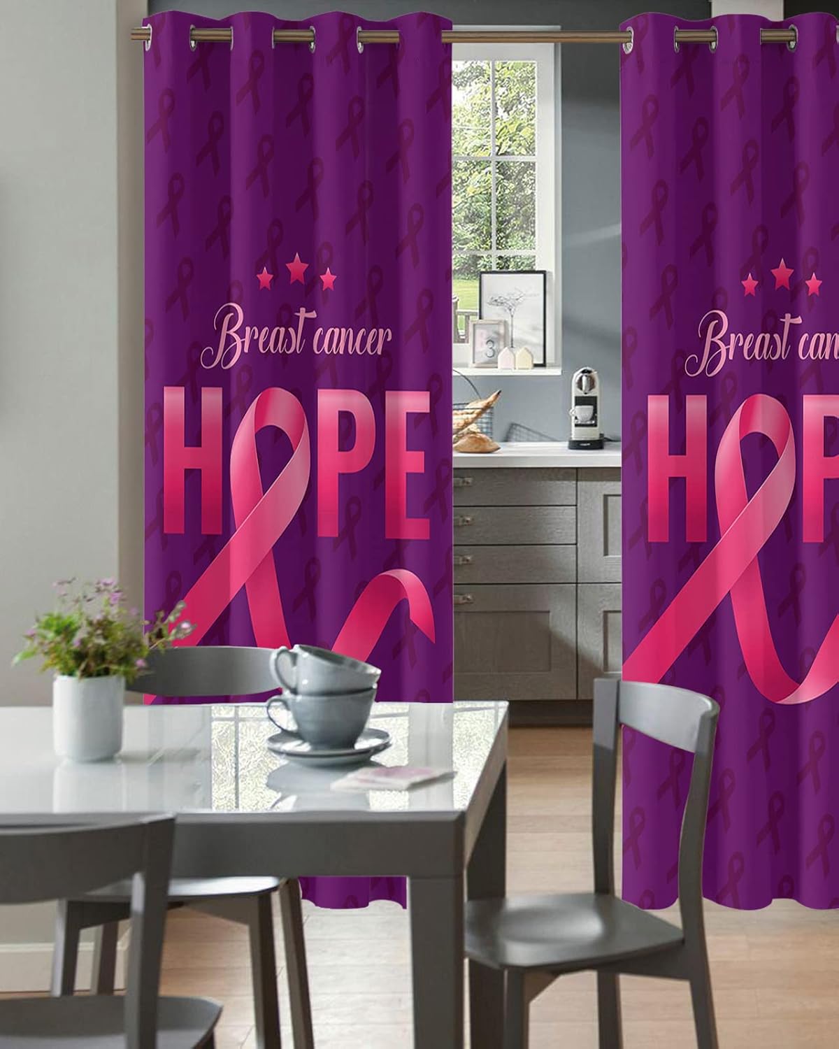 Hope Breast Cancer Doorway Curtains - 42x80 Blackout Panels