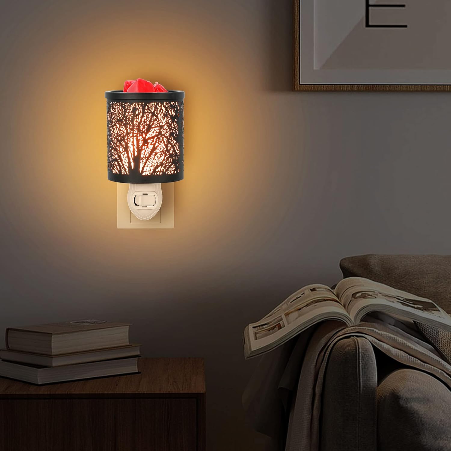 Inrorans Wall Plug-in Wax Warmer with Black Forest Tree Pattern