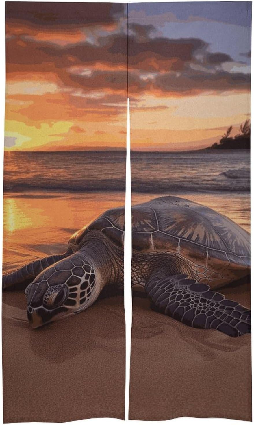 Sea Turtle Sunset Split Door Curtain Panel