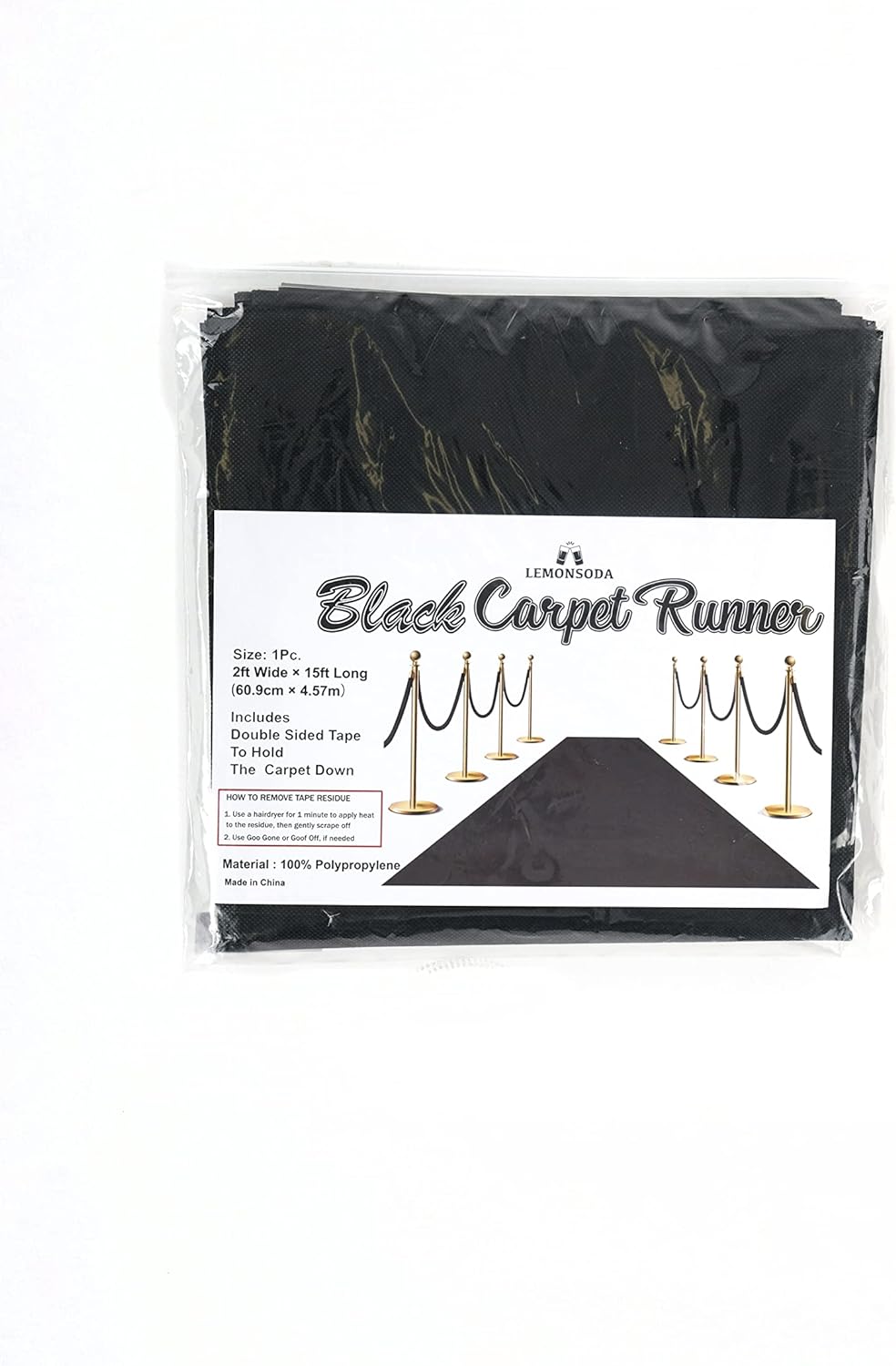 LEMONSODA Black Floor Runner Hollywood Party Decor 2x15 Feet