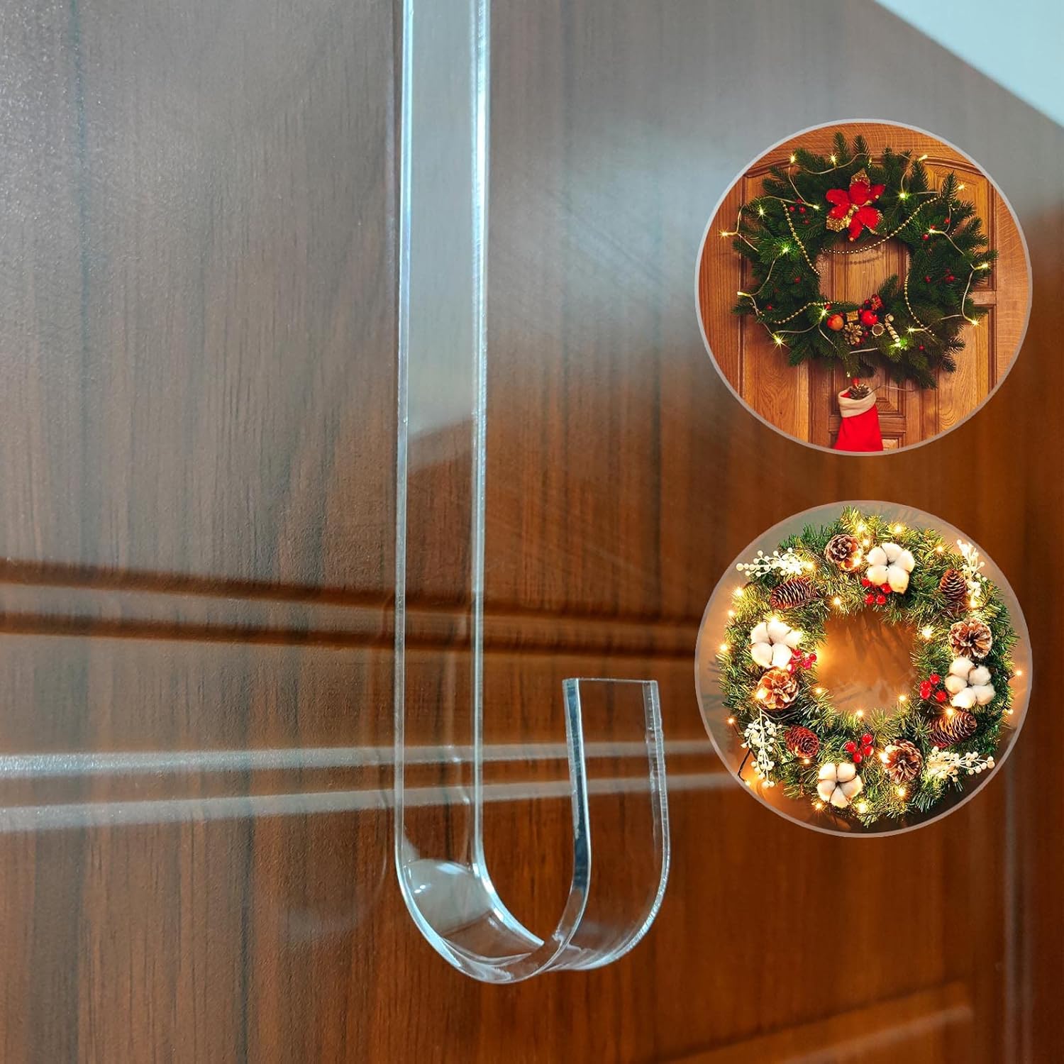 Blingkingdom 2pcs Clear 12 inch Wreath Hanger Hook for Doors
