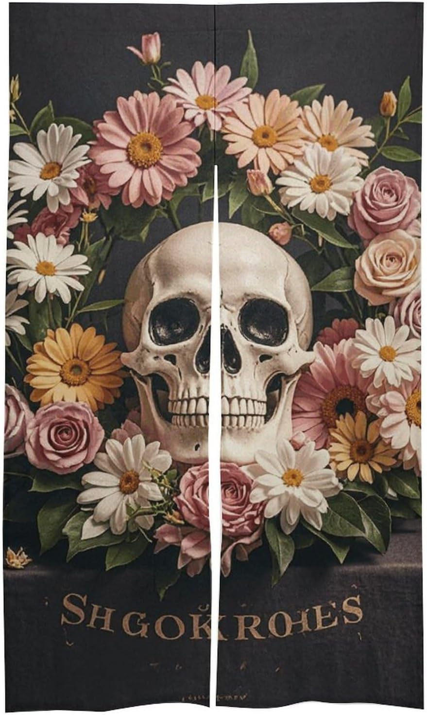 Bonsai Tree Sugar Skull Door Curtain Panel