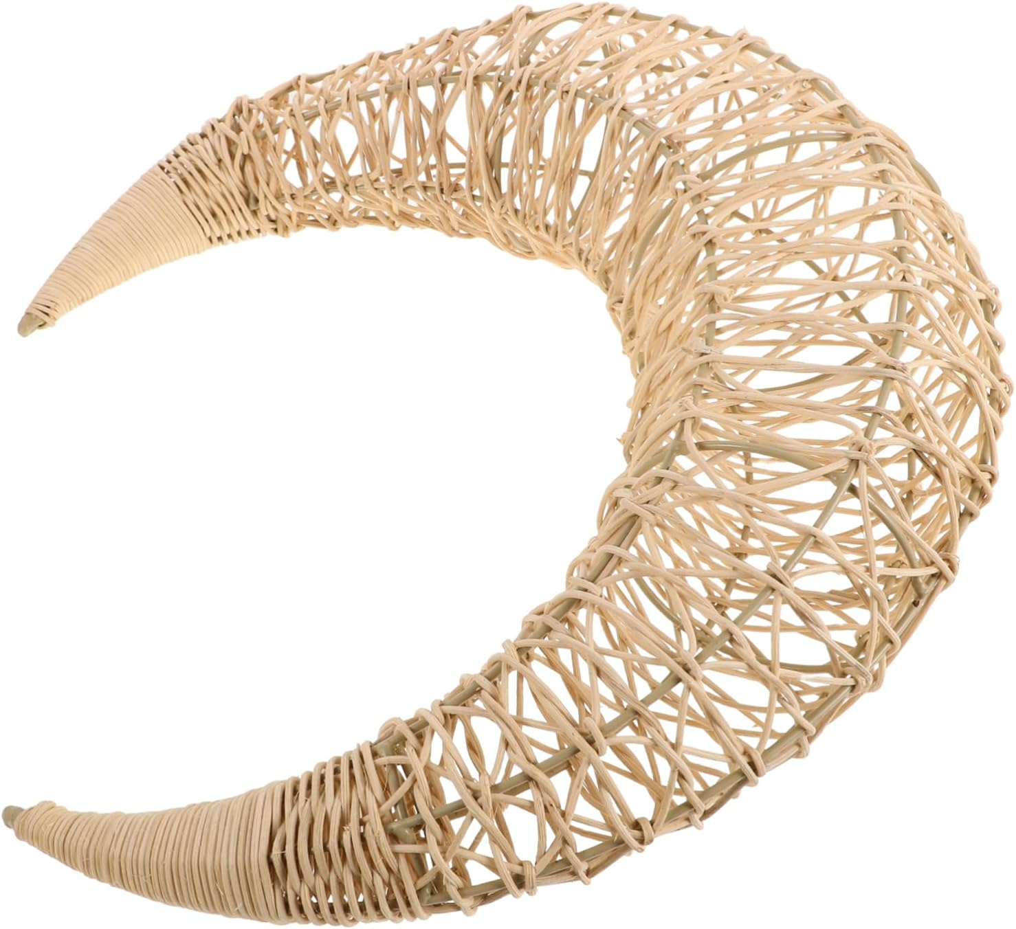 Mobestech Moon Shaped Rattan Hanging Decor Wreath Frame