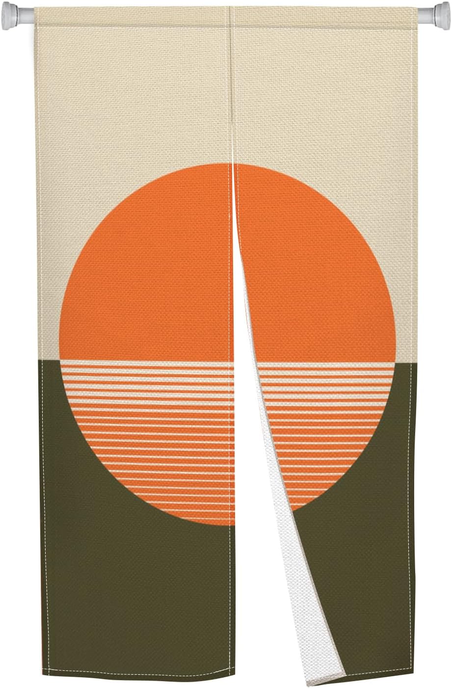 Leowefowa Japanese Style Noren Curtain Orange Sun Pattern 34x48