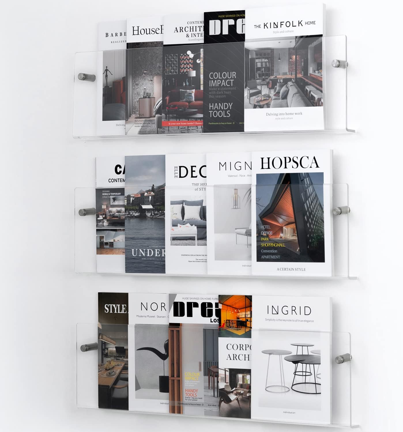 Clear Acrylic 3 Tier Brochure Holder Wall Mount