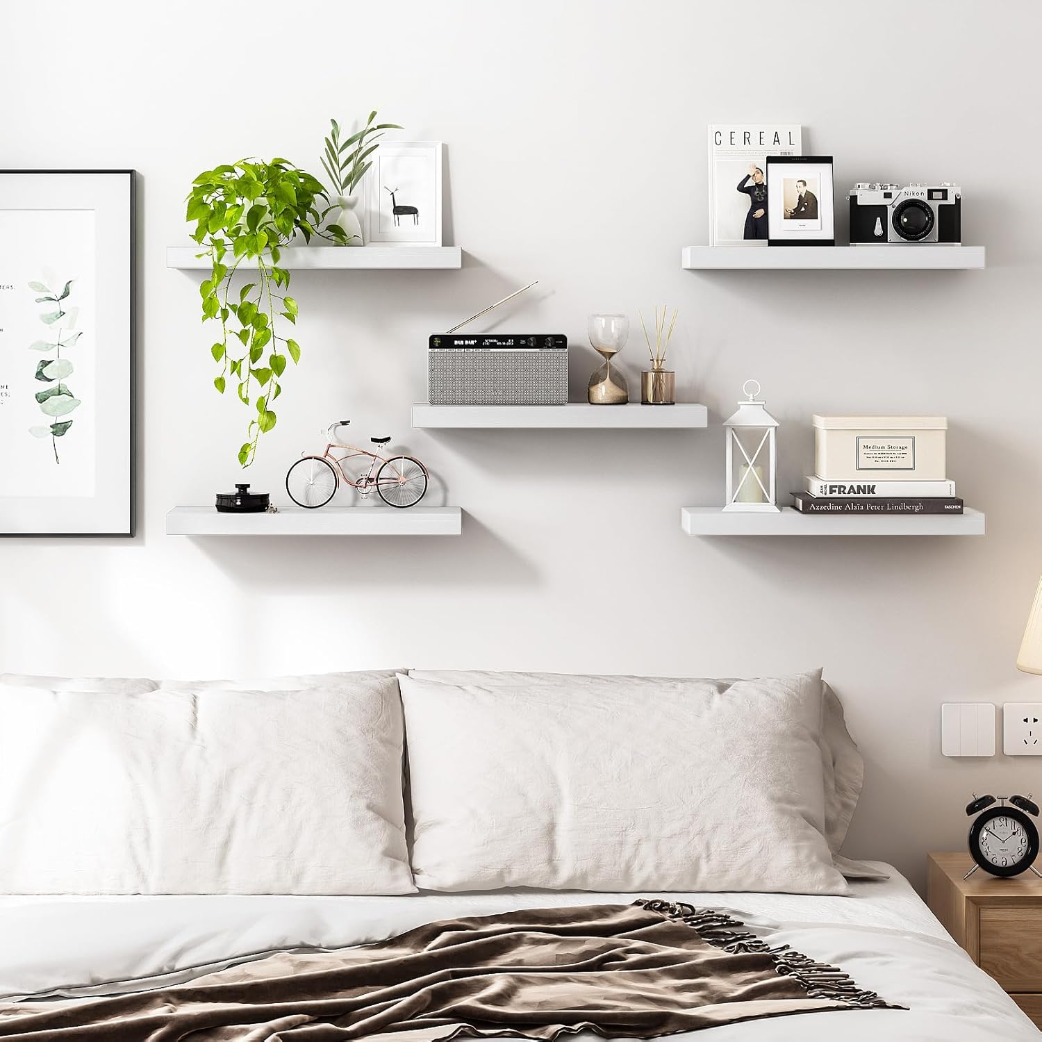 Fixwal 158in Floating Shelves White 5 Pack