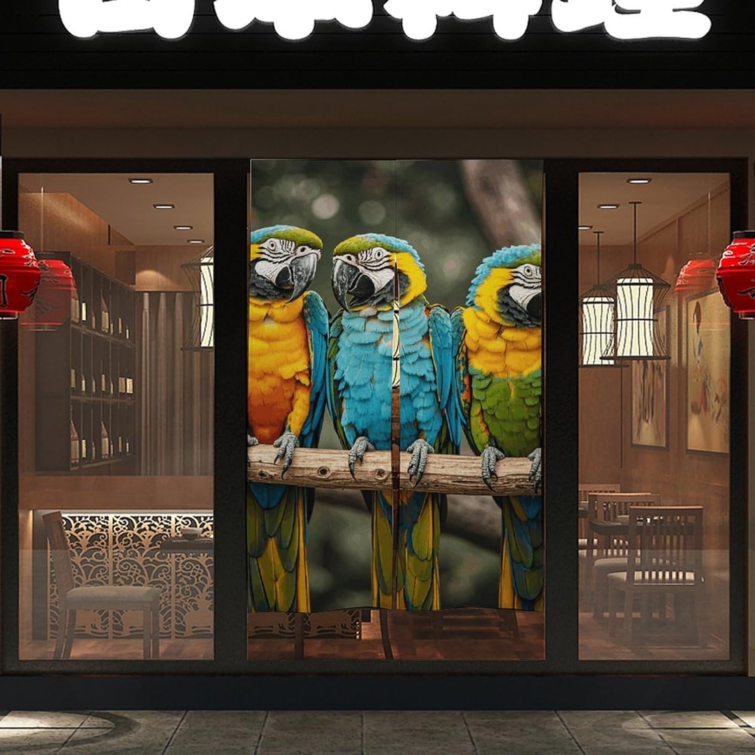 Three Parrots Door Cover Curtain 57x17 Inches