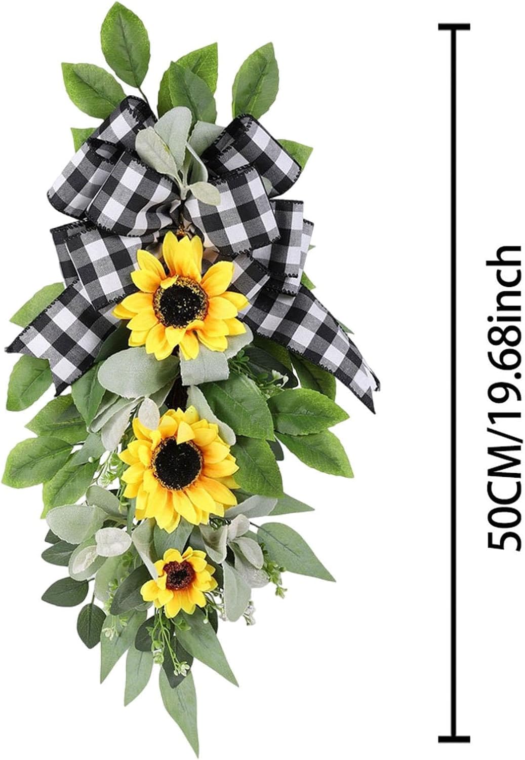 Artificial Sunflower Teardrop Front Door Wreath