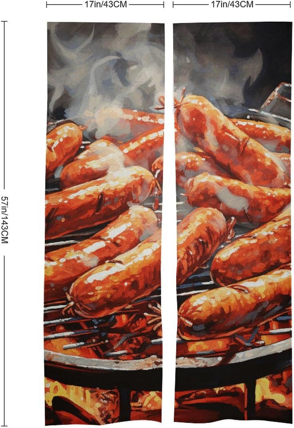 Sausage on Fire Door Curtain Split 17x57 Inch Partition