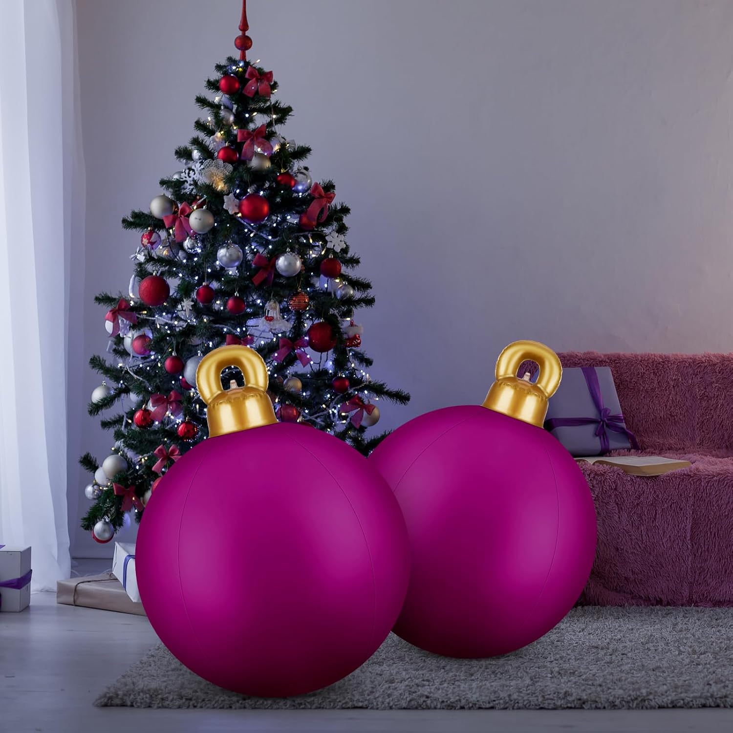 Jetec 4 Pcs 32 Inch Purple Inflatable Christmas Decor Ball