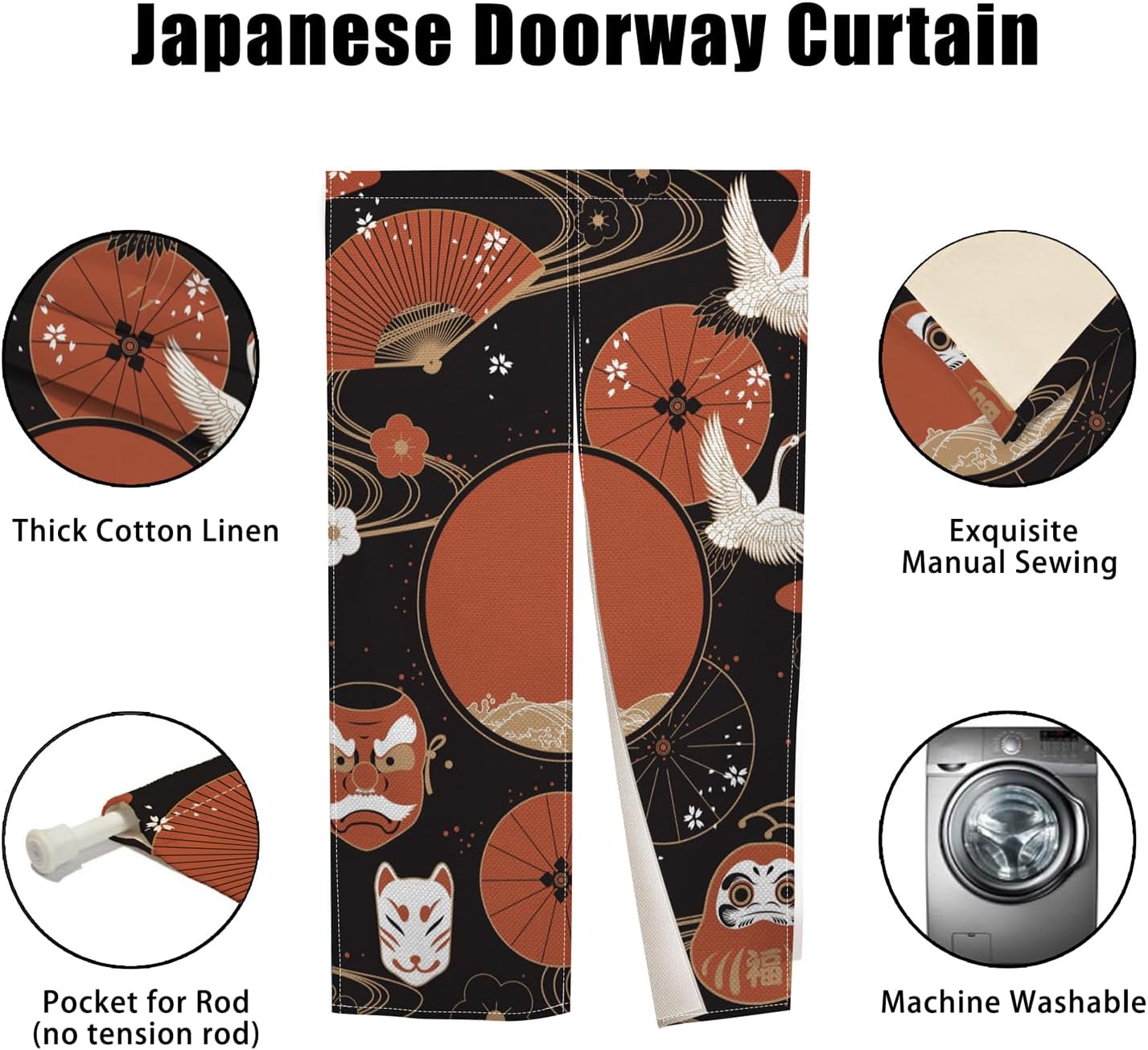 Japanese Doorway Curtain Noren Artistic Painting 335x709