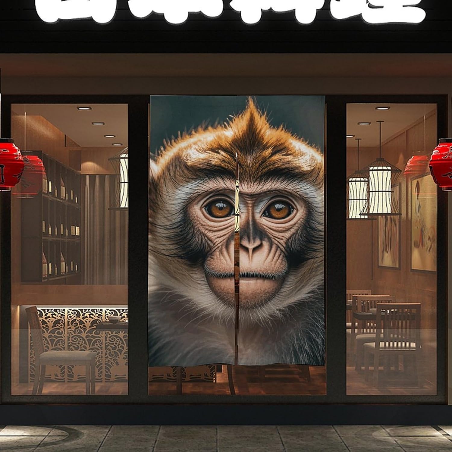 Cute Monkey Door Cover Curtain 57x17 Inches