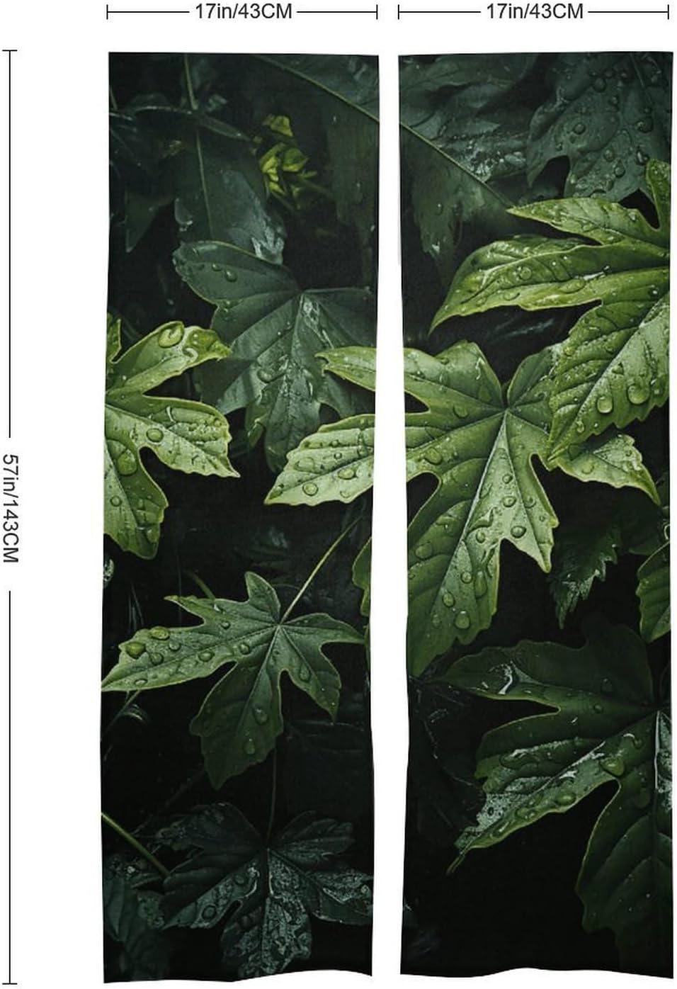 Green Leaves Pattern Door Cover Curtain 57x17 Inches