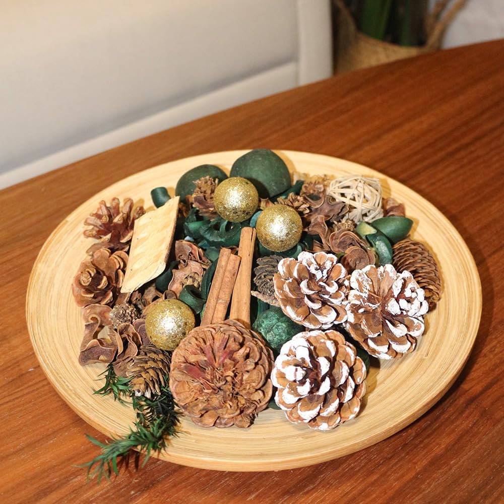 Qingbei Rina Christmas Potpourri Bags - 20 oz Pine Scented Dried Flowers with Cinnamon