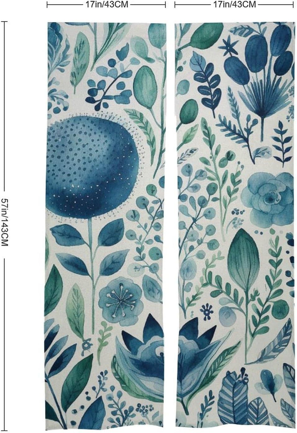 Japanese Noren Blue Plant Pattern Door Curtain 34x57