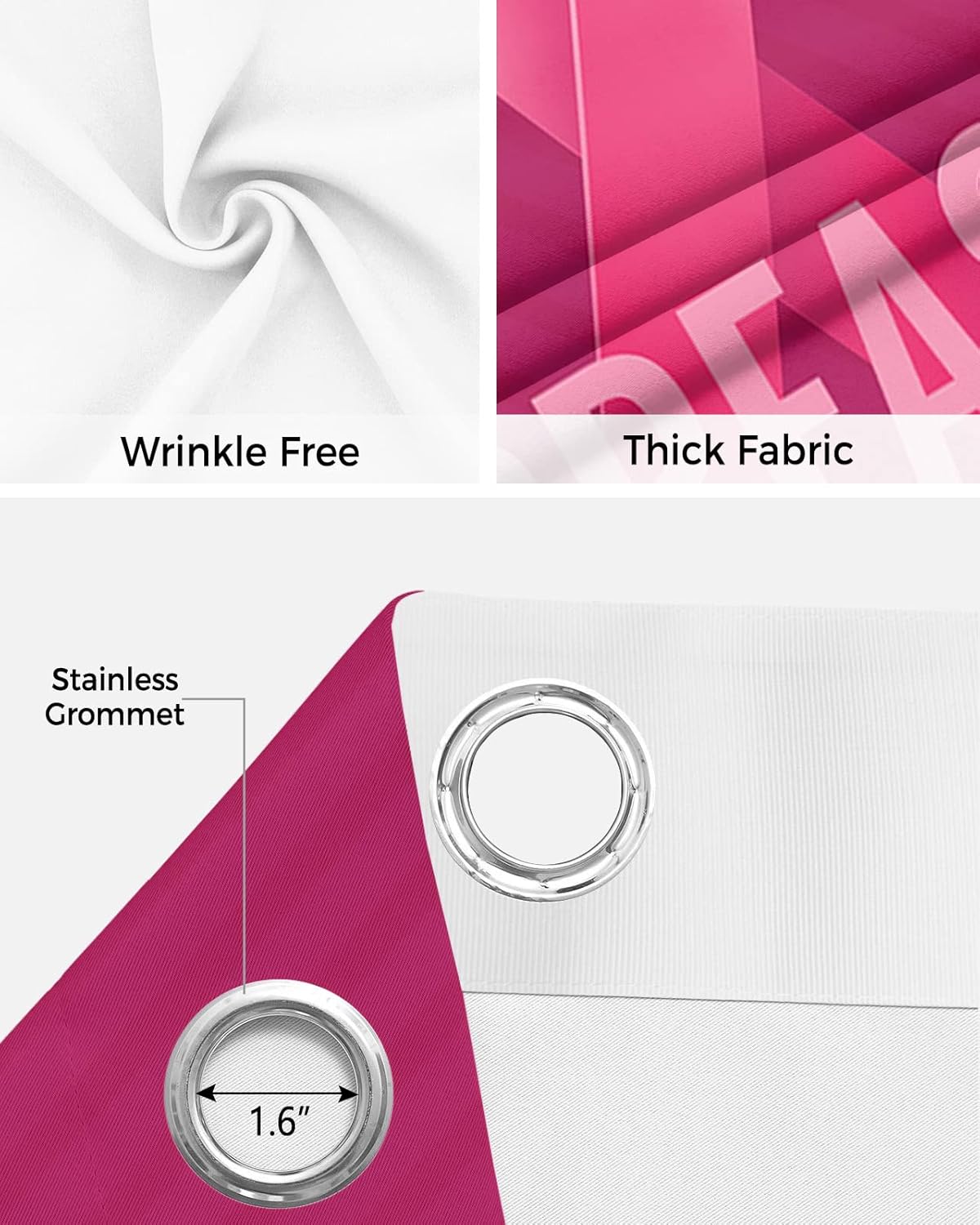 Breast Cancer Awareness Door Curtain with Pink String - 42x84 Inch Blackout Panels