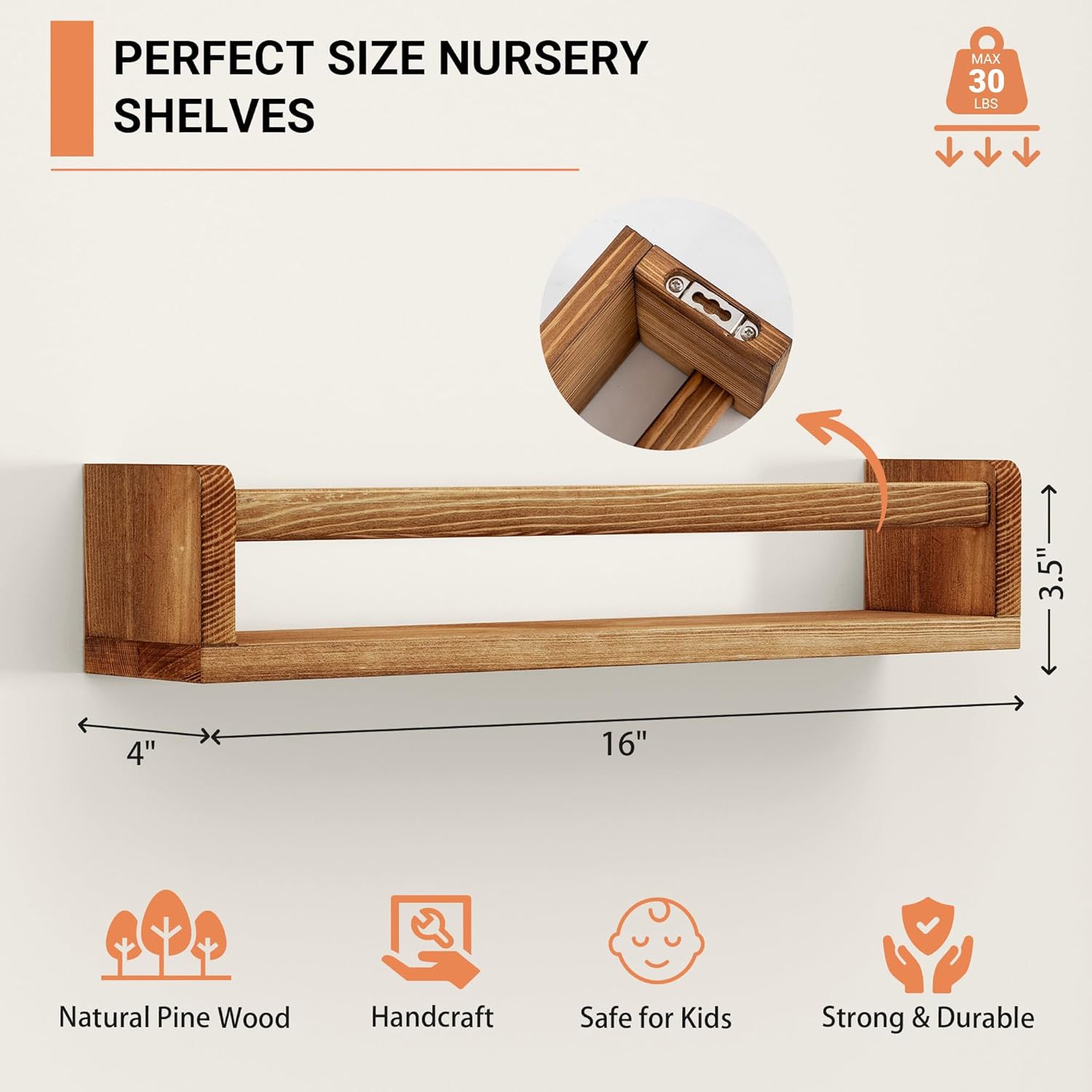 Heimlove Nursery Floating Shelves Set of 2