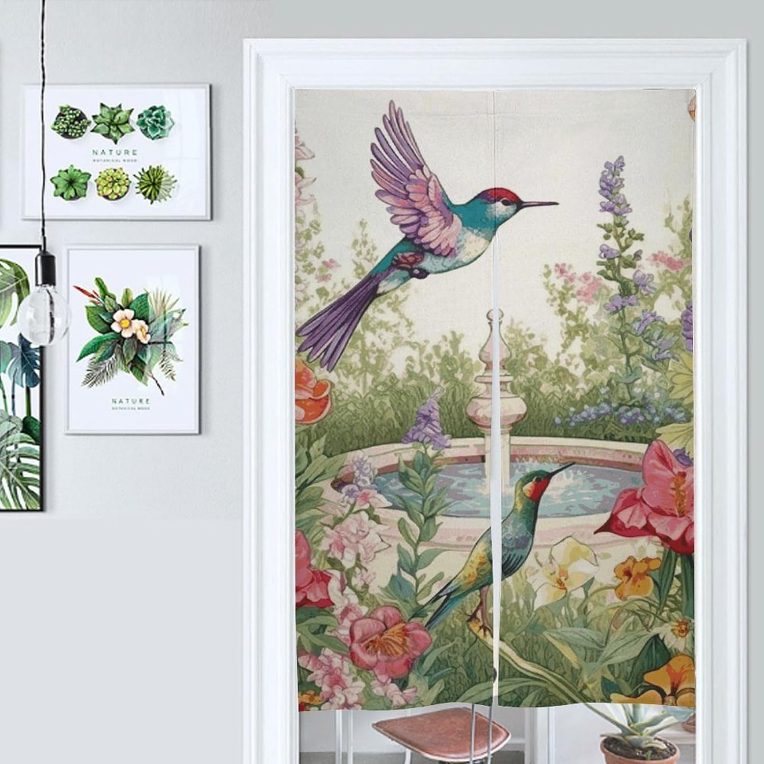 Garden Birds Flowers Door Curtain 57x17 Inches