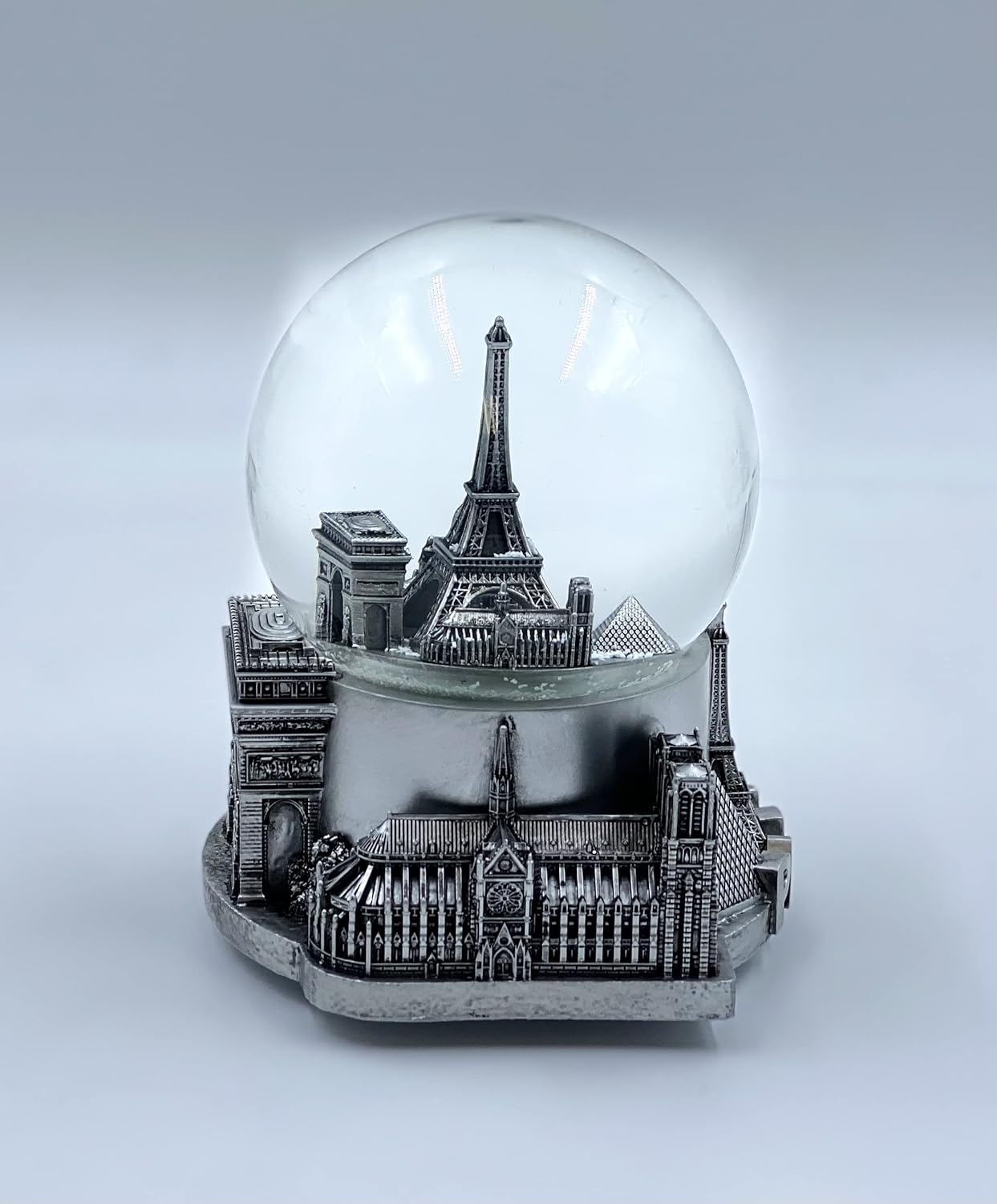 Paris Musical Snow Globe Romantic Gift Decor Silver