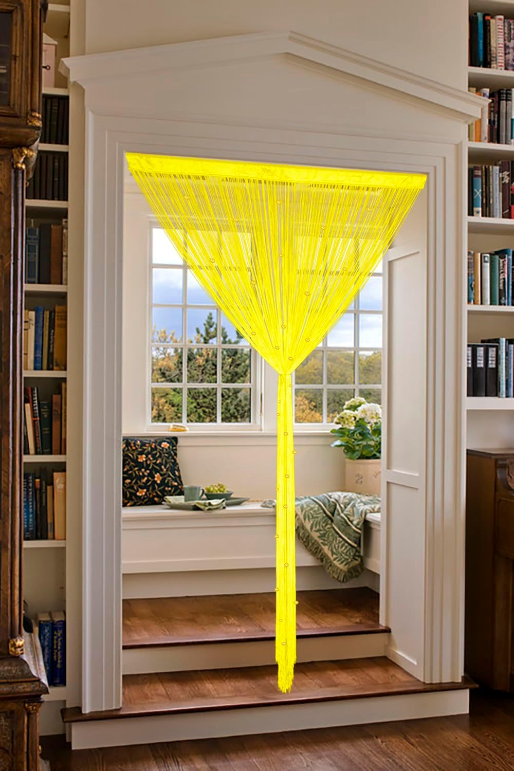 YIIBAII Beaded Curtain Yellow 39x110 Inches