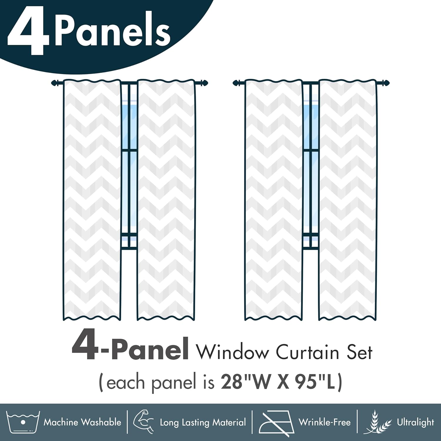 Ambesonne Striped Window Curtains Pack of 2