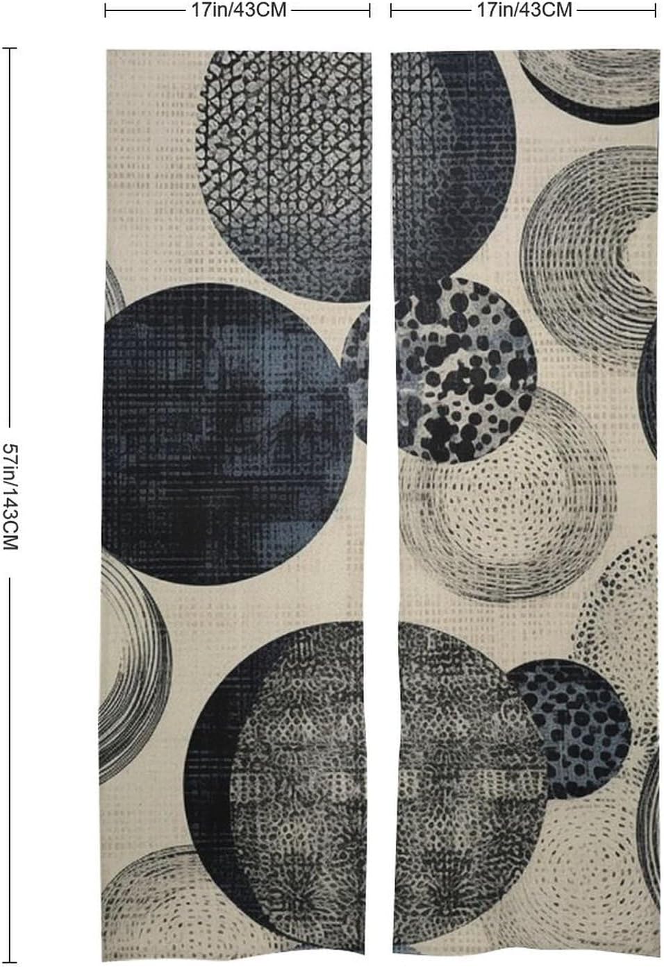 Japanese Noren Door Curtain Indigo Circle Pattern 34x57 Inch