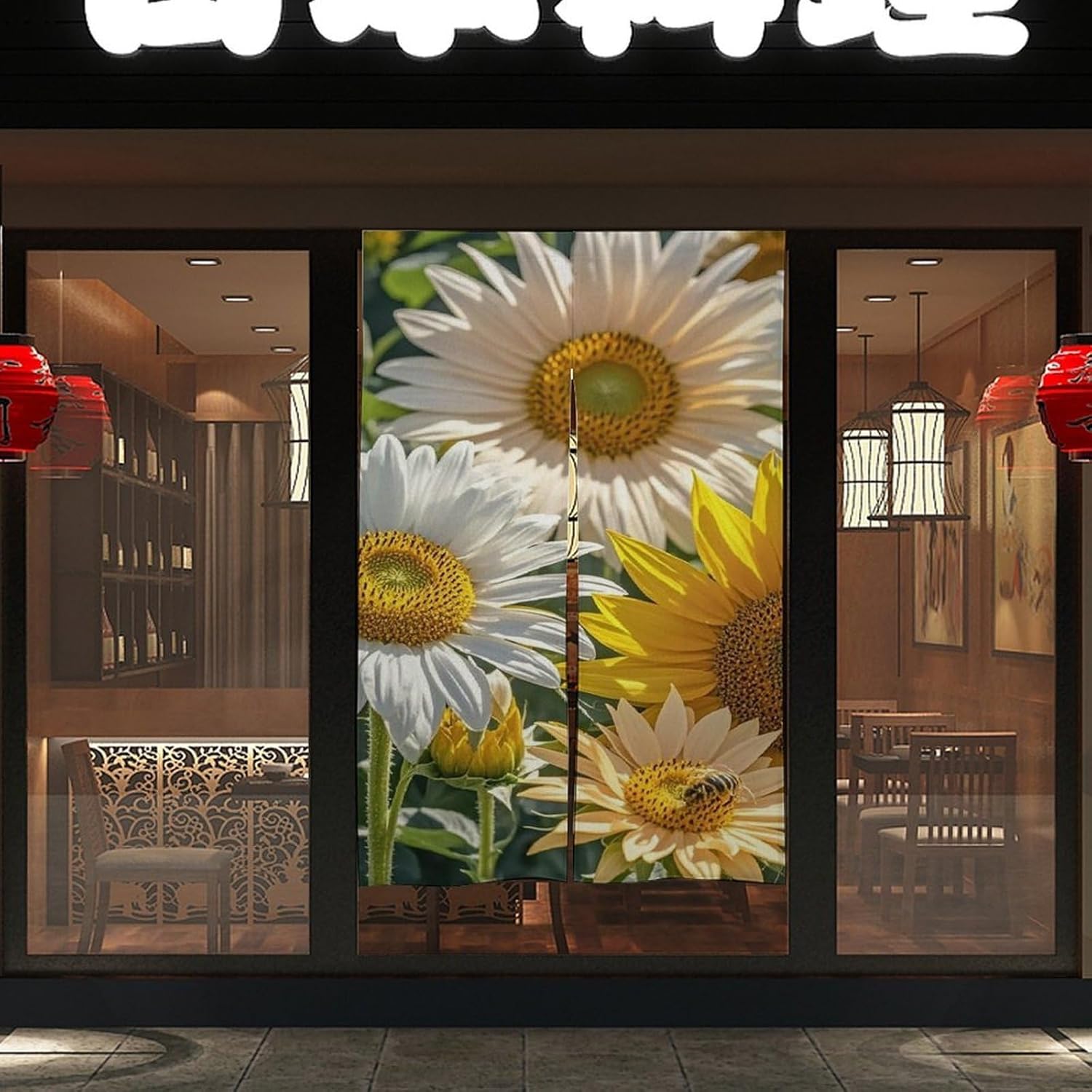Sunflowers Daisy Rose Door Curtain 57x17 Inches