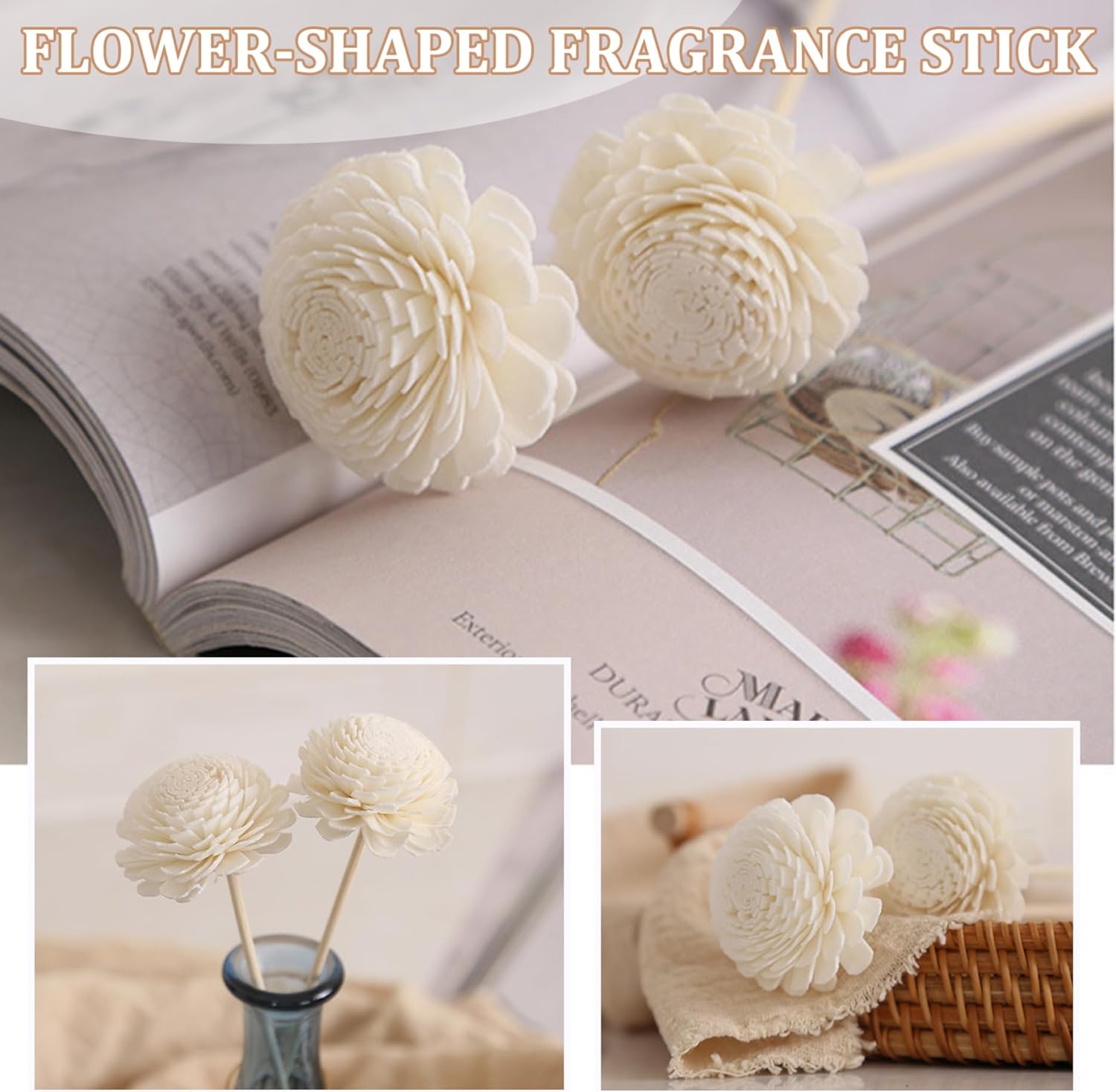 10PCS Chrysanthemum Diffuser Sticks for Home Office and Bathroom