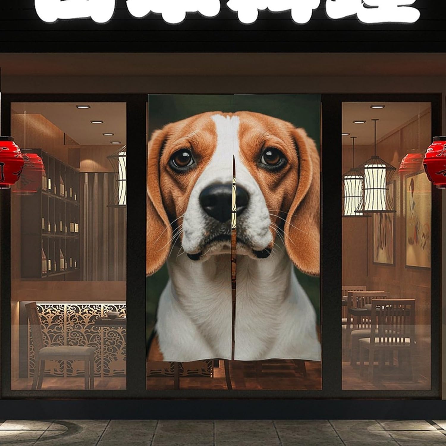 Beagle Dog Door Cover Curtain 57x17 Inches