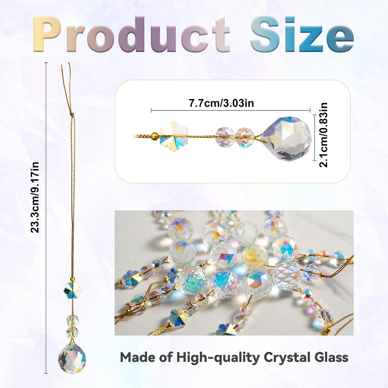 12 Pcs Crystal Christmas Prism Ornaments for Tree Decorations