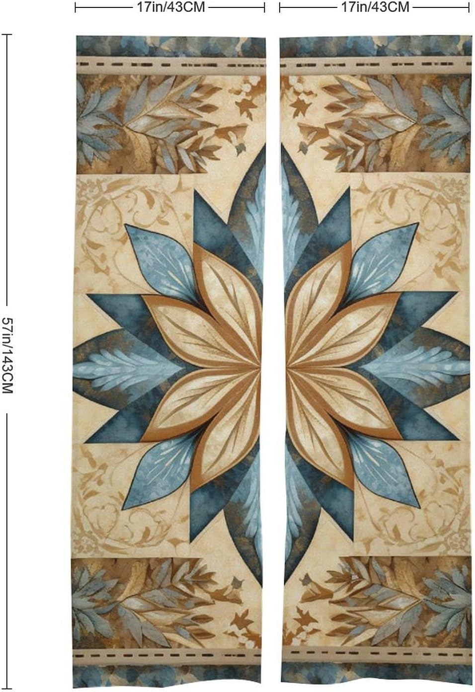 Japanese Noren Stars Among Flowers Door Curtain 34x57 Inch Partition