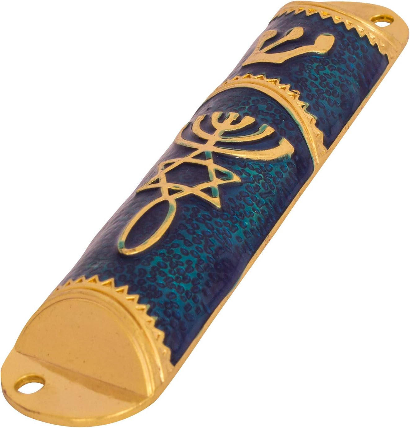 Blue White Shop Enamel Door Mezuzah Scroll Case