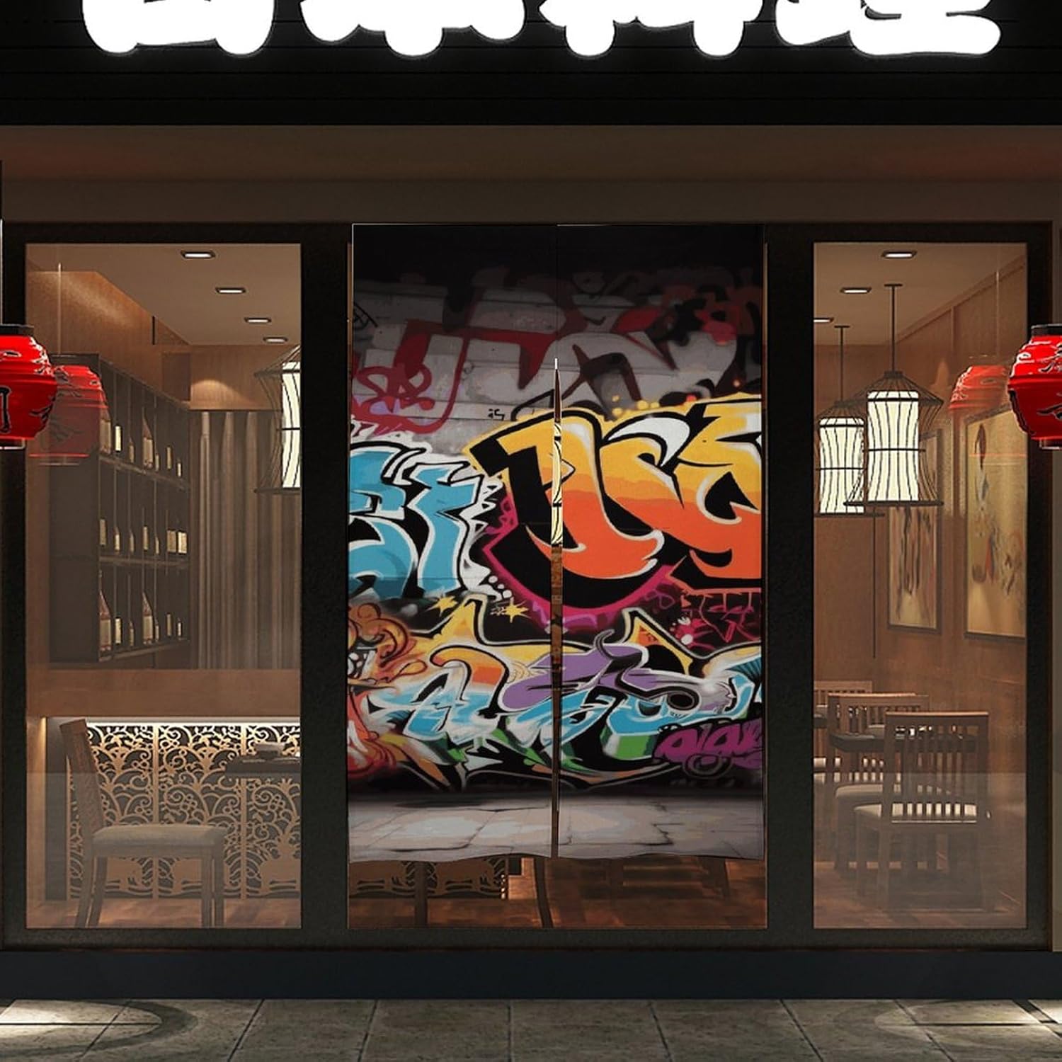 Graffiti Hip Hop Door Curtain Panel 17x57 Inch