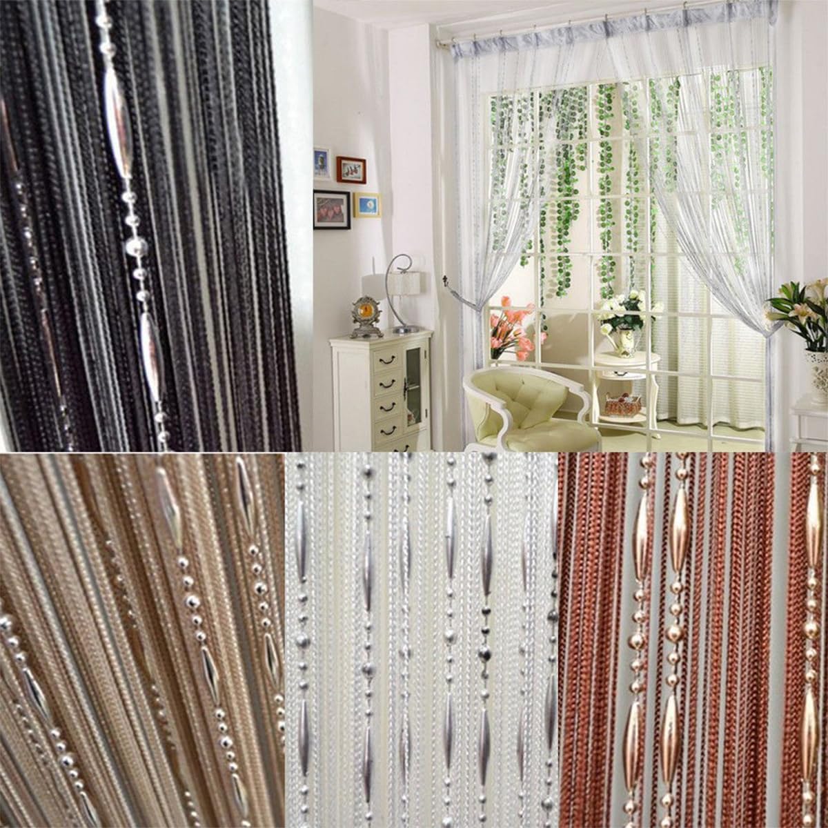 Beaded String Curtains for Door and Window Decor