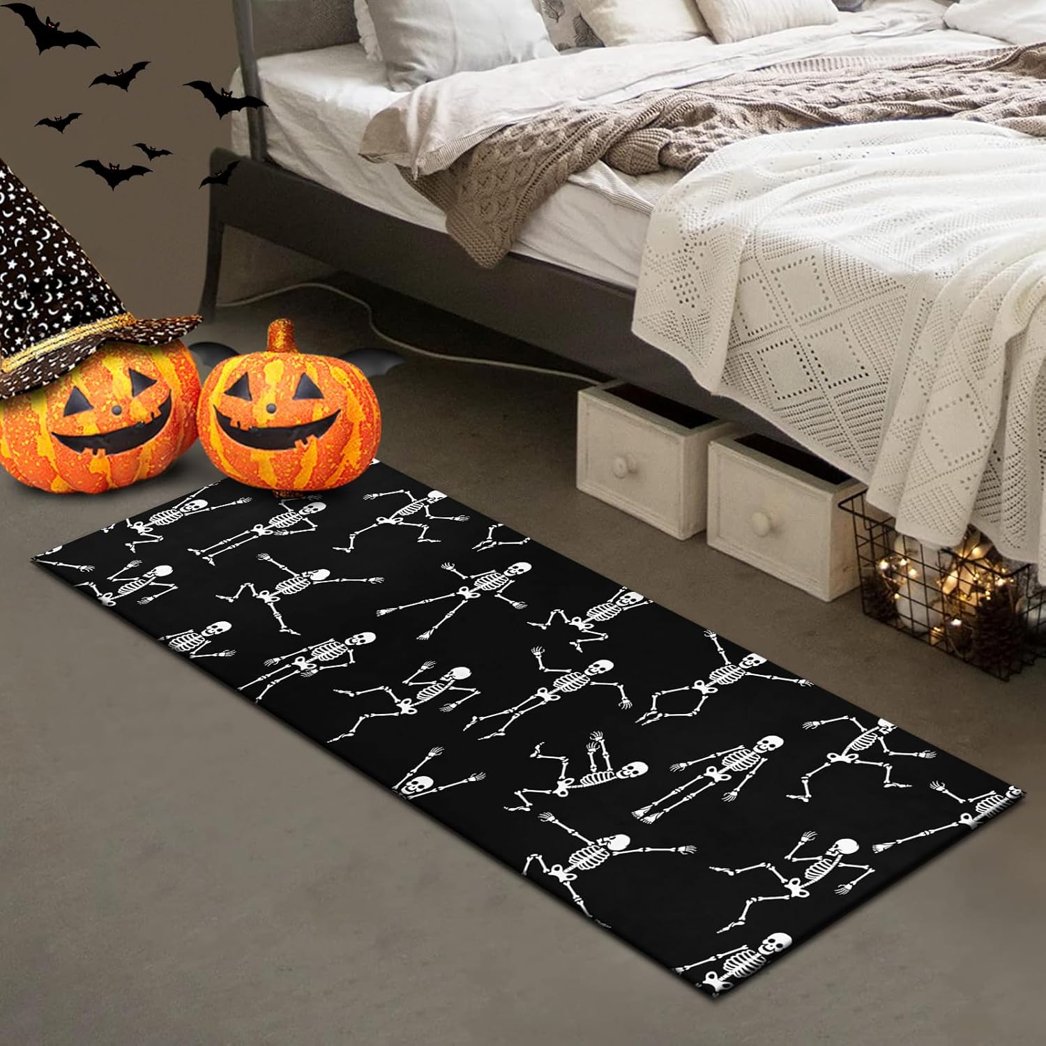 Happy Halloween Runner Rug Non Slip Black Laundry Room Mat 20x60