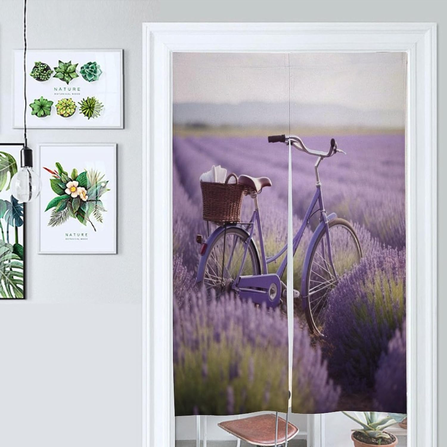 Lavender Field Bike Door Curtain Panel 17x57 Inch