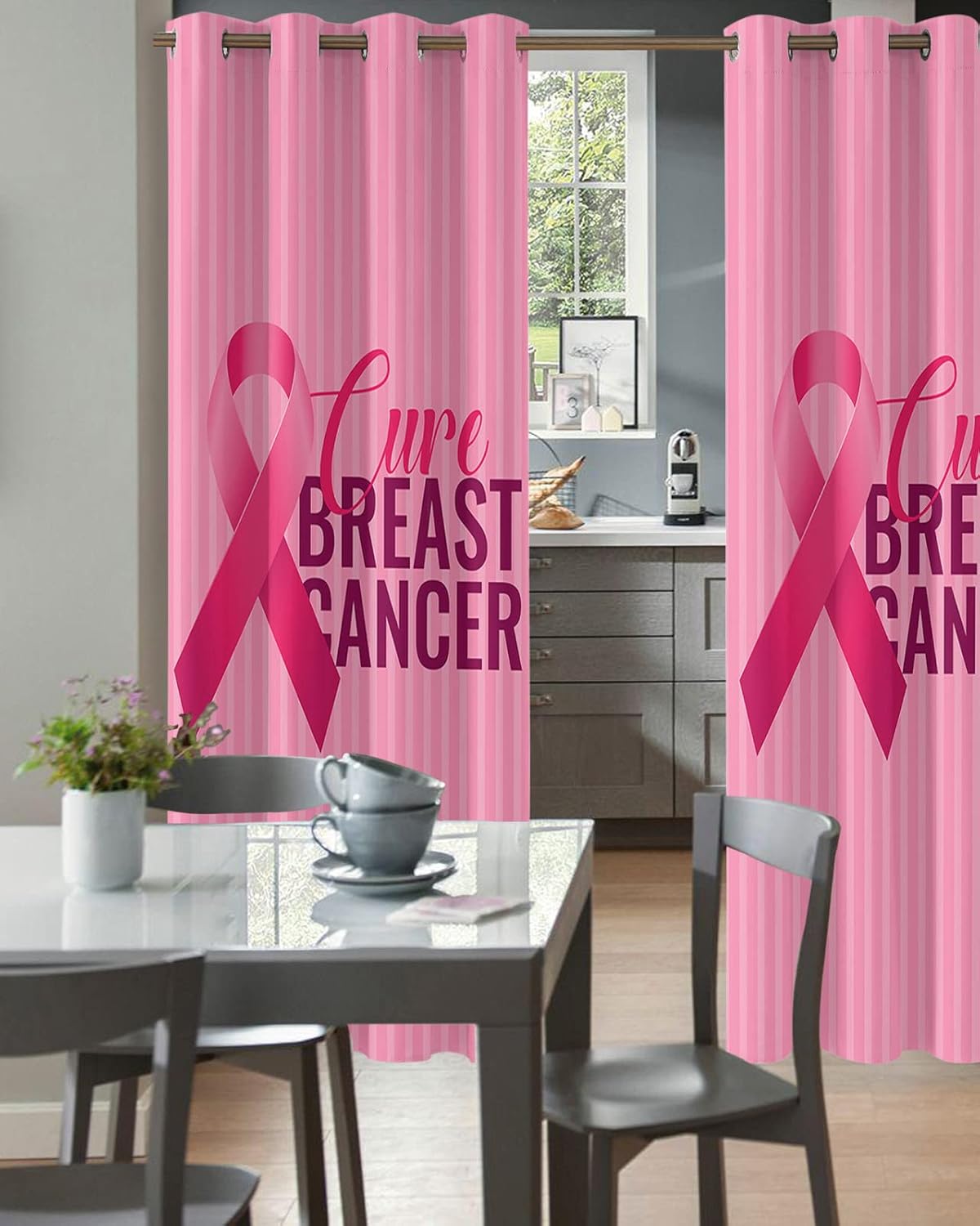Cure Breast Cancer Door Curtains - 96 Blackout Panels for Bedrooms